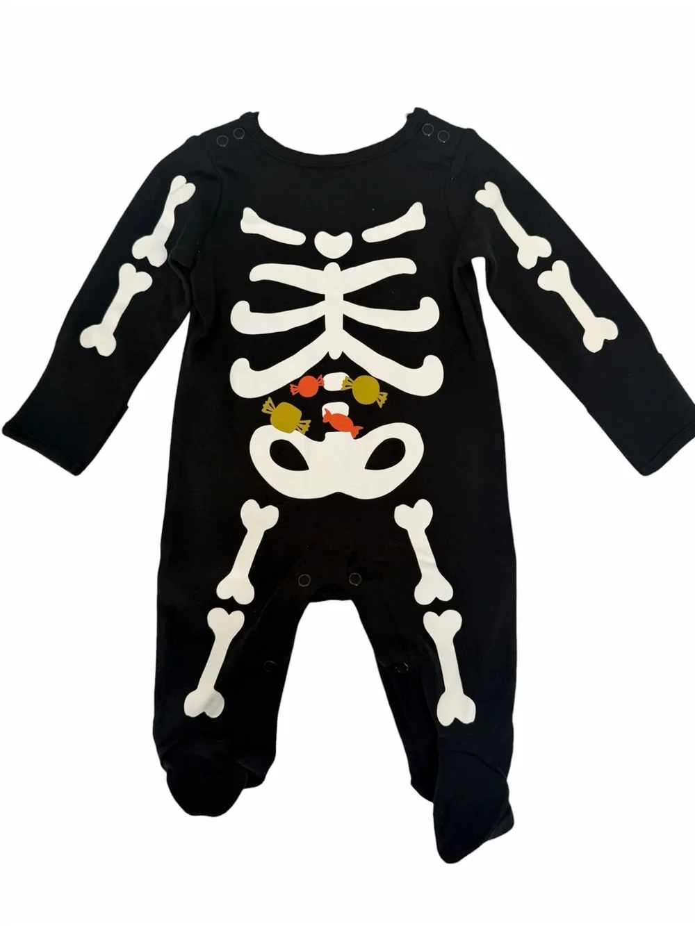 Carter's Black Skeleton Footie with Candy Accents and Hat